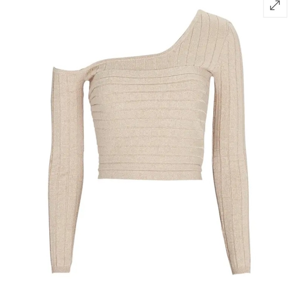 Asymmetrical Beige ribbed top